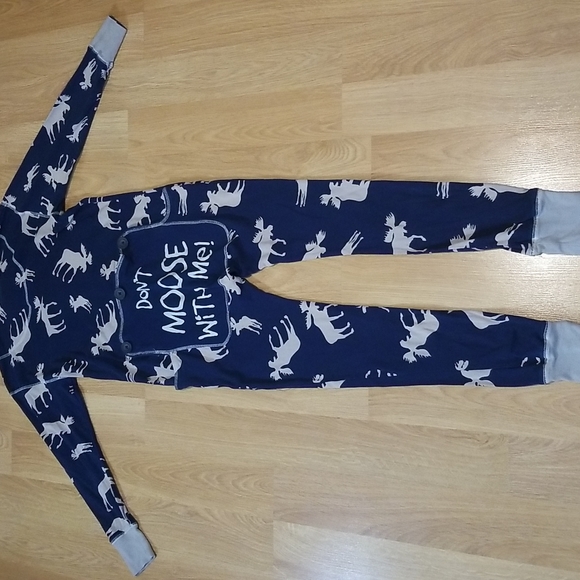 Lazy One blue moose print onesie mens/ unisex XS EUC - Picture 4 of 12